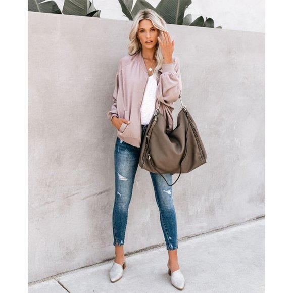 Vici Jackets & Blazers - VICI | Too Soft Pocketed Bomber Jacket - Putty